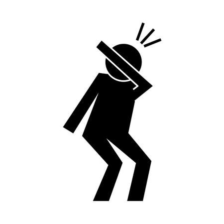 human figure coughing in elbow health pictogram silhouette style vector illustration designのイラスト素材