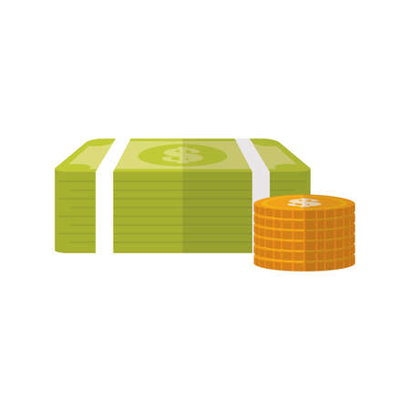 Bills and coins design, Money financial item commerce market payment invest and buy theme Vector illustrationのイラスト素材