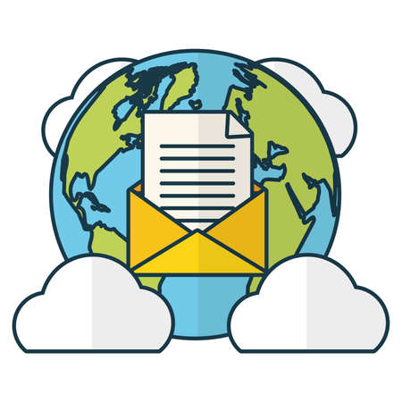 world envelope cloud computing send email vector illustrationのイラスト素材