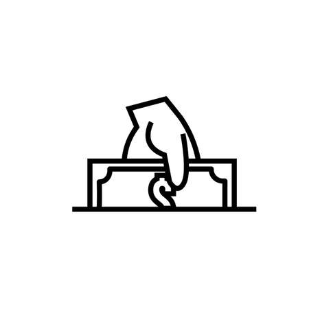 hand with bill money dollar line style vector illustration designのイラスト素材