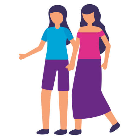 standing women together on white background vector illustrationのイラスト素材