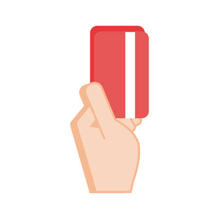 hand with credit card ecommerce detailed style vector illustration designのイラスト素材