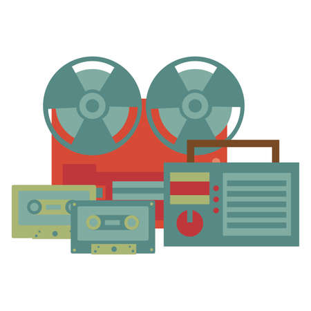sound reel tape recorder radio cassette festival music poster vector illustrationのイラスト素材