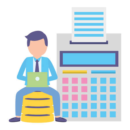 elegant young businessman with calculator vector illustration designのイラスト素材