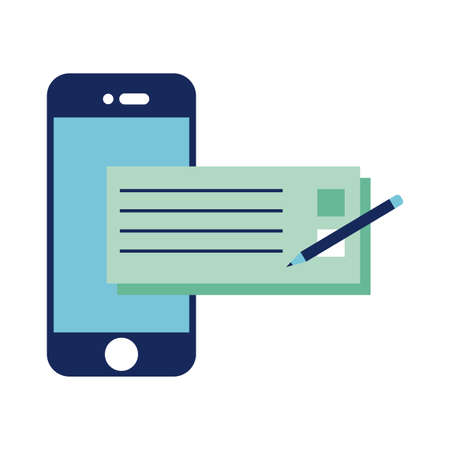 smartphone with bank check flat style icon vector illustration designのイラスト素材