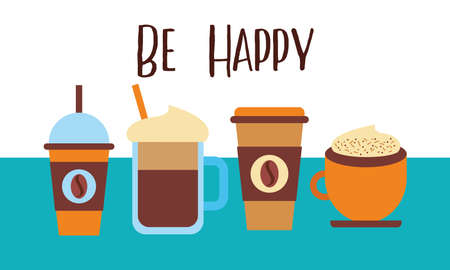 Coffee cup and mug design, Drink breakfast beverage bakery cafe and shop theme Vector illustrationのイラスト素材