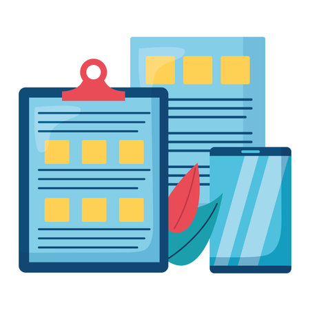 checklist clipboard with smartphone vector illustration designのイラスト素材