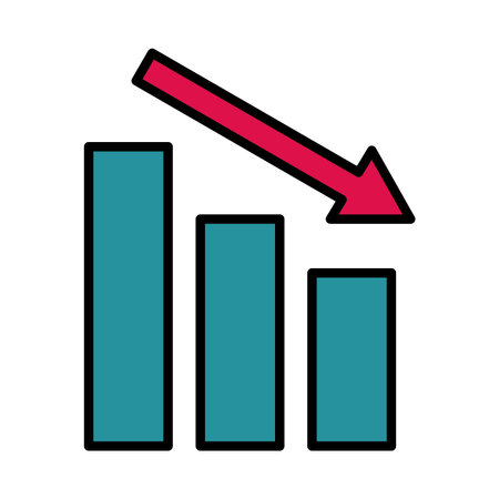 statistics bars with arrow down line and fill style icon vector illustration design