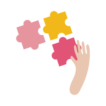hand with puzzle flat style vector illustration designのイラスト素材