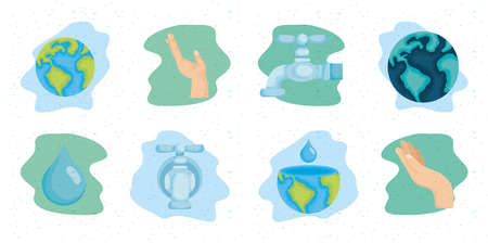international water day bundle of icons vector illustration designのイラスト素材