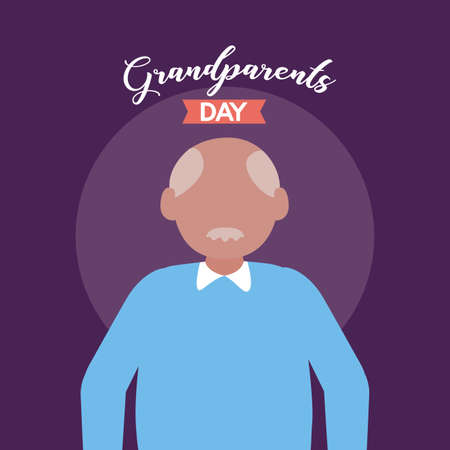 old grandfather character - happy grandparents day vector illustrationのイラスト素材
