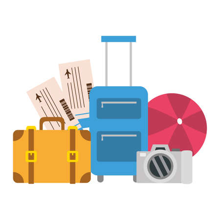 vacations bag suitcase air tickets vector illustrationのイラスト素材
