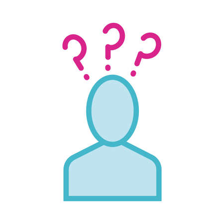 human silhouette with interrogation symbols line and fill style vector illustration designのイラスト素材