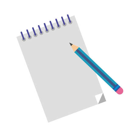 notebook with pencil flat style icon vector illustration designのイラスト素材
