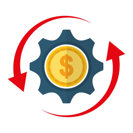 Coin and gear design, Money financial item commerce market payment invest and buy theme Vector illustrationのイラスト素材