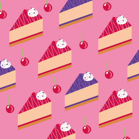 sweet dessert cakes portions pattern vector illustration designのイラスト素材