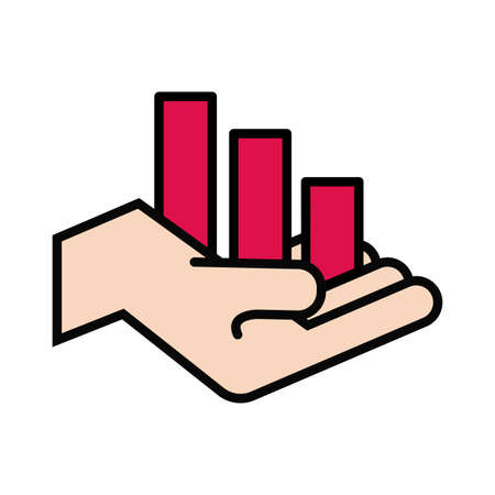 hand lifting statistics bars line and fill style icon vector illustration designのイラスト素材