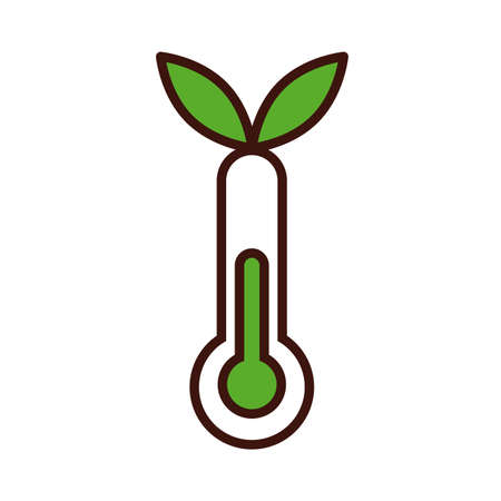 thermometer temperature measure with leafs line and fill style vector illustration designのイラスト素材