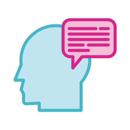 human profile with speech bubble line and fill style icon vector illustration design