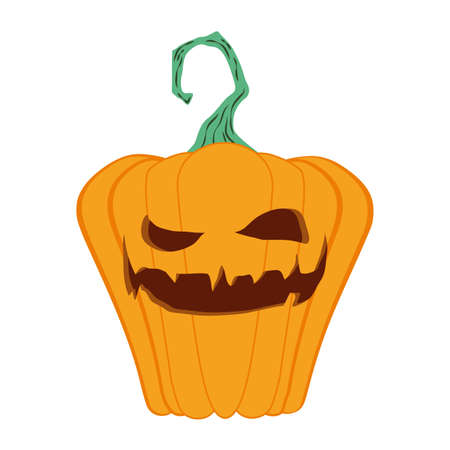 halloween pumpkin with face character vector illustration designのイラスト素材