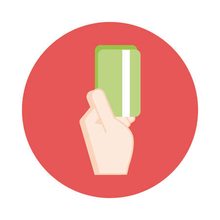 hand with credit card ecommerce block style vector illustration designのイラスト素材