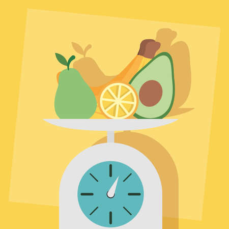 fruit balance pear avocado orange vector illustrationのイラスト素材