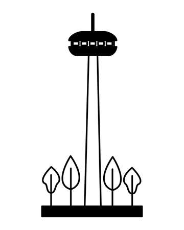 city building urban trees nature vector illustrationのイラスト素材