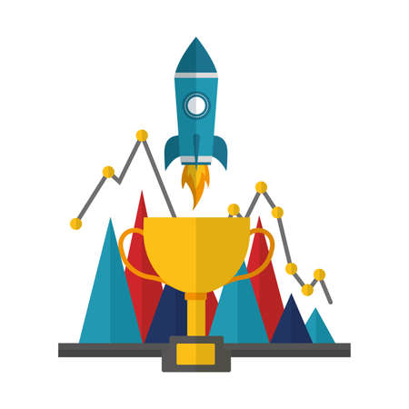 business startup trophy diagram report vector illustrationのイラスト素材