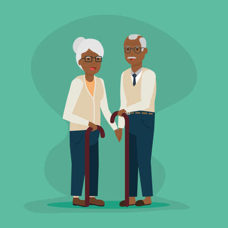 happy old couple smiling together vector illustrationのイラスト素材
