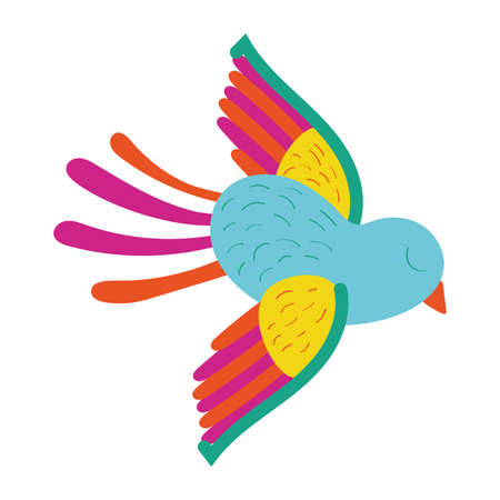 cute bird flying mexican decoration vector illustration designのイラスト素材