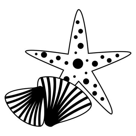 starfish seashell wildlife on white background vector illustration vector illustrationのイラスト素材