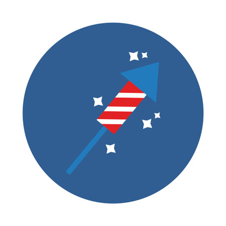 rocket fireworks block style icon vector illustration design