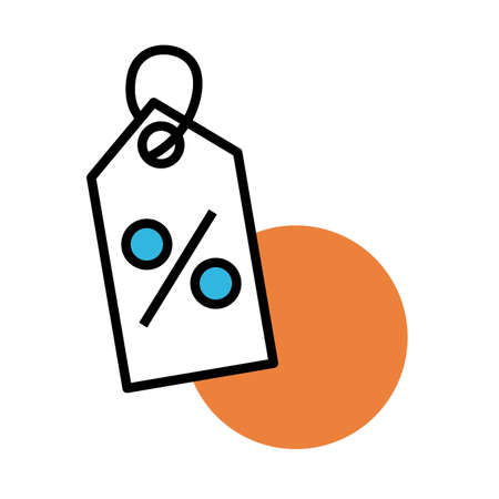 tag hanging with percent symbol line and fill style icon vector illustration designのイラスト素材