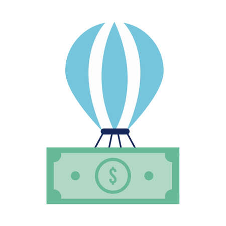 bills money dollars in balloon air hot flat style vector illustration designのイラスト素材