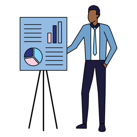 businessman presentation board strategy business work vector illustrationのイラスト素材