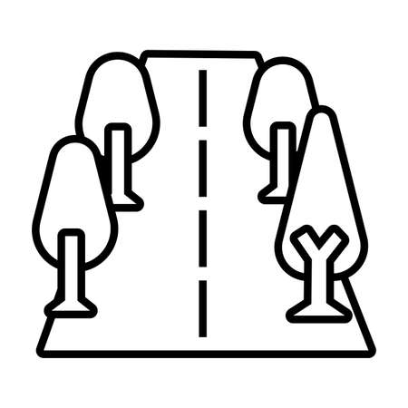 trees plants nature in road line style icon vector illustration designのイラスト素材