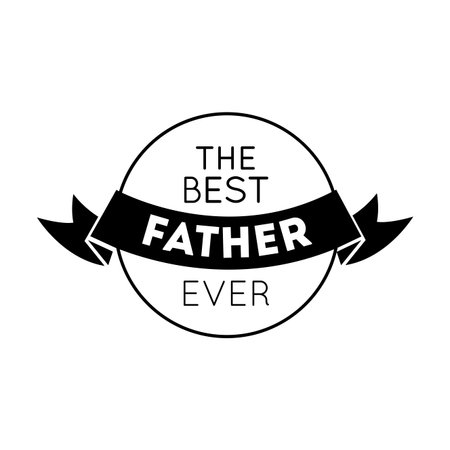 happy fathers day frame with ribbon line style vector illustrationのイラスト素材