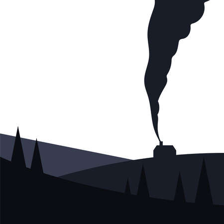 house at mountain with pine trees landscape design, Nature plant winter season environment natural and ecology theme Vector illustrationのイラスト素材