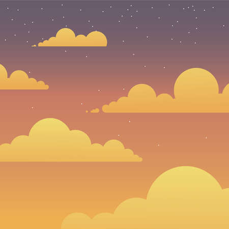 clouds on purple pink and orange sky design, Landscape nature earth eco ecology conservation bio environment and outdoor theme Vector illustrationのイラスト素材