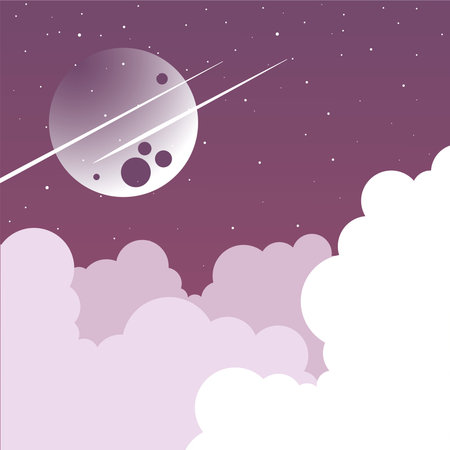 night moon and stars with clouds design, Landscape nature earth eco ecology conservation bio...