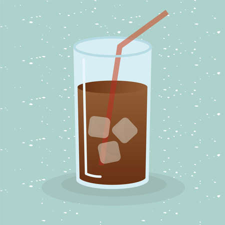 iced coffee glass design of time drink breakfast beverage shop morning store aroma and caffeine theme Vector illustrationのイラスト素材