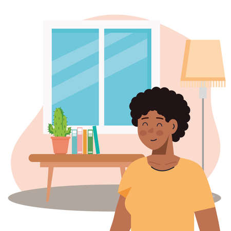 man afro in the living room scene vector illustration designのイラスト素材