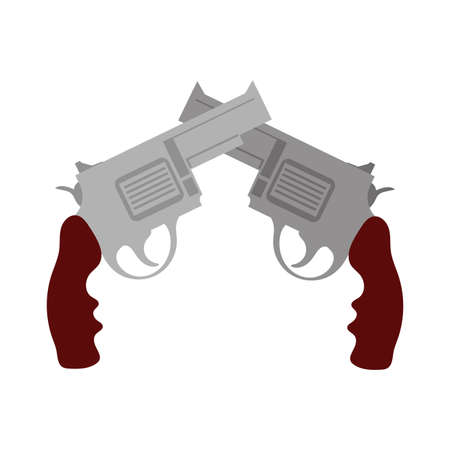 guns crossed flat detailed style vector illustration designのイラスト素材