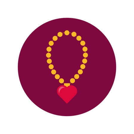 happy valentines day necklace with heart block and flat style vector illustration designのイラスト素材