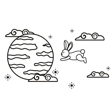 Rabbit design, Mid autumn festival china oriental celebration and traditional theme Vector illustrationのイラスト素材