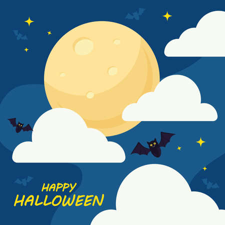 happy halloween with bats cartoons design, holiday and scary theme Vector illustrationのイラスト素材