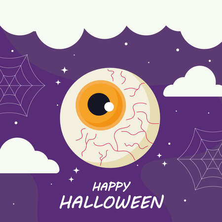 happy halloween with eye cartoon design, holiday and scary theme Vector illustrationのイラスト素材