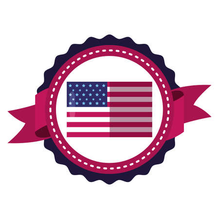 american flag on white background independence day stamp vector illustrationのイラスト素材