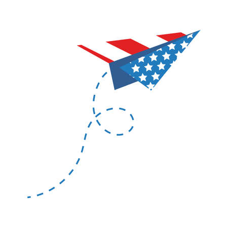 paper airplane with usa flag flat style vector illustration designのイラスト素材