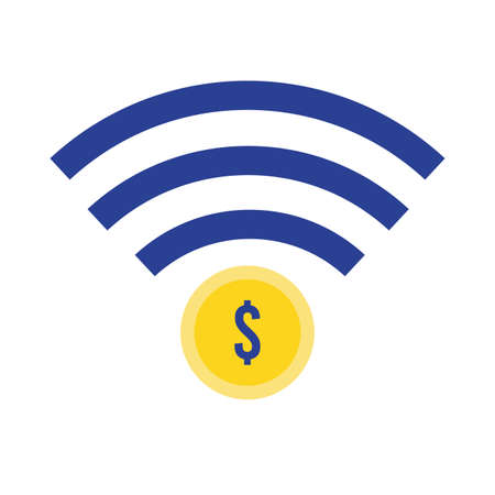 coin money dollar with wifi flat style icon vector illustration designのイラスト素材
